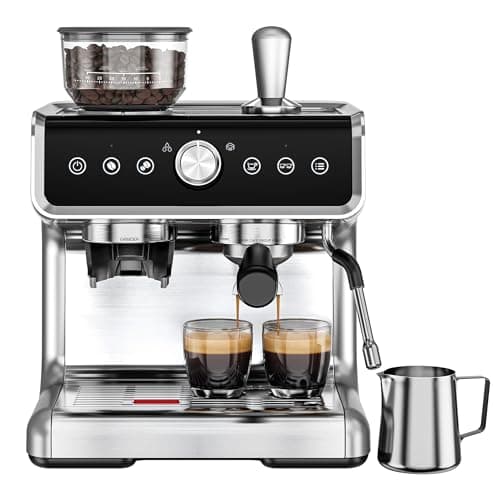 EUHOMY Espresso Machine with Grinder, 20 Bar Professional Espresso Coffee Maker for Home, with Milk Frother for Latte, Cappuccino & Barista-Style Drinks - Image 1