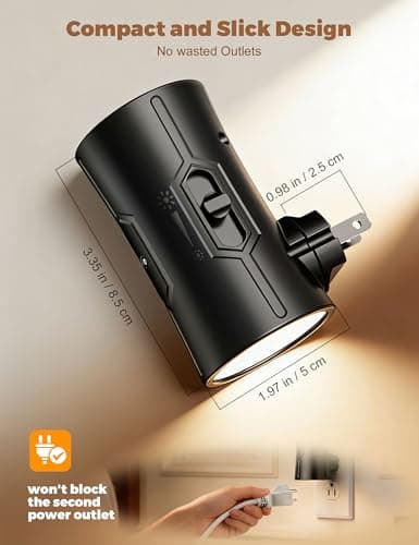 fesnne Night Light, 2-Pack Dimmable Plug-in Night Light with Auto On/Off & 90°Rotatable Plug, 0-100LM Adjustable Brightness,1W Ultra Low Energy for Bedroom, Hallway, Bathroom, Kids Room, White - Thumbnail 5