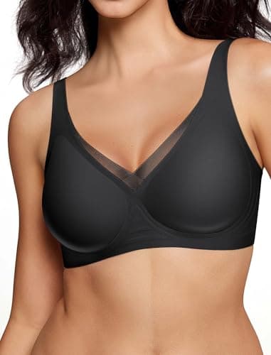 ProKloud Wireless Bra for Women No Underwire Deep V Mesh Bras Seamless Comfortable Push Up Bralettes with Support and Lift - Image 1