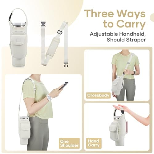 Bufilea Carrier Bag with Phone Holder Pockets for Stanley 40/30oz Tumbler with Handle, Insulated Neoprene Crossbody Bag Cup Holder w/Shoulder & Handheld Straps Fits Stanley Cup Accessories - Thumbnail 4