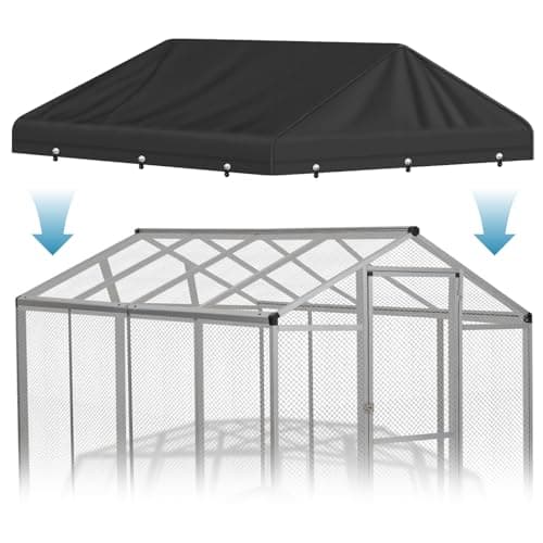 Colewin Outdoor Dog Kennel Cover,Waterproof 8'x4' Kennel Cover Sun Shade,420D Oxford Fabric Top Dog Kennels Covers Large Replaceable(Black,Frame NOT Included) - Thumbnail 4