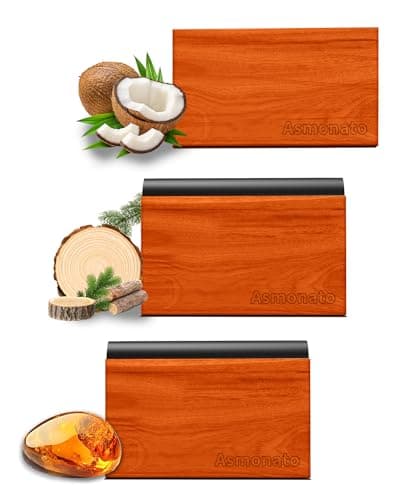 Asmonato Car Air Freshener-The Original Wood Air Freshener for Visor Clip - Long Lasting Car Odor Eliminator and Scent Diffuser for Cabin, Truck & SUV-2 Metal Clips-Variety 3 Pack(Teak-Amber-Cabana) - Image 1