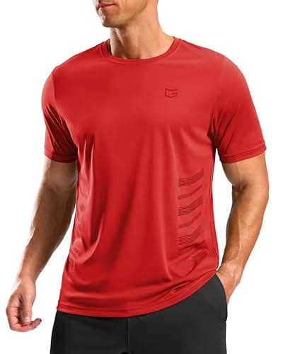 G Gradual Men's Workout Shirts Quick Dry Athletic Running T-Shirts Lightweight Moisture Wicking Short Sleeve Sports Gym Tops(Red,XXL) - Image 1