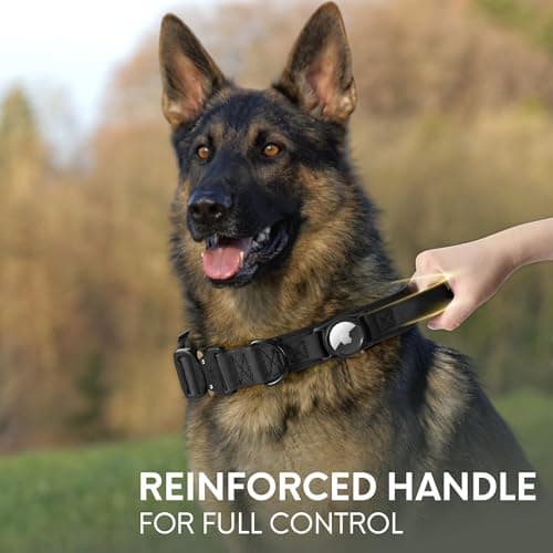 Jumpress Heavy Duty Tactical Dog Collar with Airtag Holder, 1.5’’ Wide Large Dog Collar with Comfortable Handle, Durable Airtag Dog Collar for Large Dogs (Black,Neck 20-24’’) - Thumbnail 4