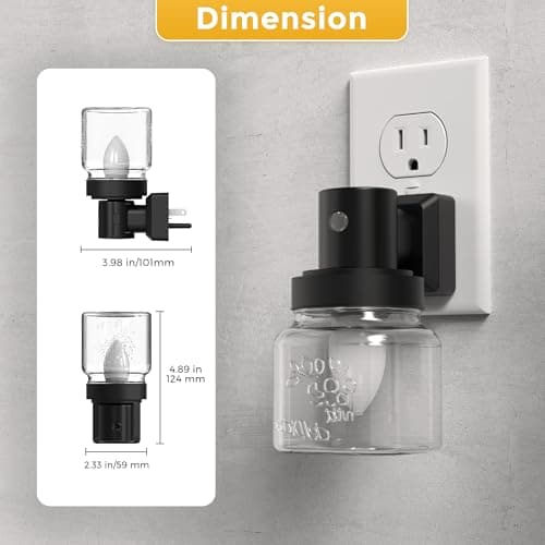 L LOHAS LED Night Lights Plug Into Wall, 2 Pack Mason Jar Nightlight, Dusk to Dawn Sensor, Soft White 3000K, 350°Rotating Mason Jar Nightlight with Farmhouse for Home Vintage Decor - Thumbnail 5