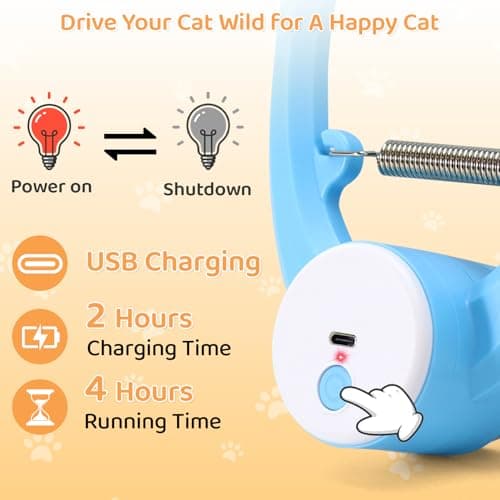 COSOWO Automatic Interactive Cat Toys for Indoor Cats Electric Fluttering Butterfly Feather Wand Hanging Toy Kitten & Adult Cat Enrichment Stimulation Toys for Bored Cats USB Rechargeable, Blue - Thumbnail 5