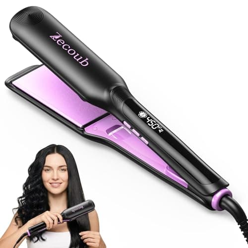 1.75 Inch Hair Straightener for Women, Ionic Flat Iron Hair Straightener with Professional Ceramic Coated, 9 Smart Temps Control, 20s Fast Heat-Up, Auto Shut-Off & Dual Voltage Voltage Purple - Image 1
