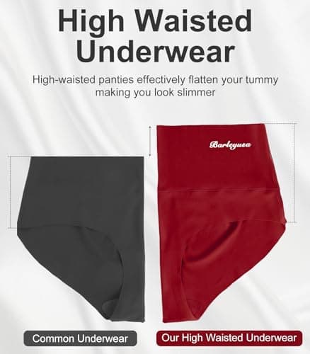BARLEYUSA Womens Underwear Seamless High Waisted Silky Stretch Briefs No Show Breathable Full Coverage Ladies Panties 5 Pack - Thumbnail 4