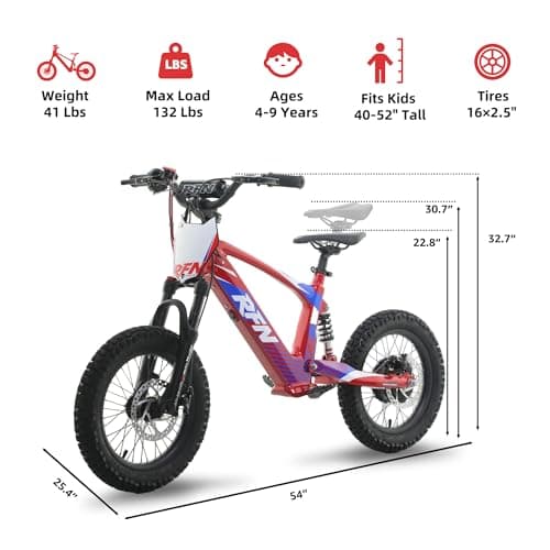 RFN 36V Kids Electric-Dirt-Bike 3-Speed Jump Bike – Lightweight Aluminum Frame Electric Bike, 15.5 mph Max Speed, 13.7-Mile Range for Ages 4-8 - Thumbnail 2