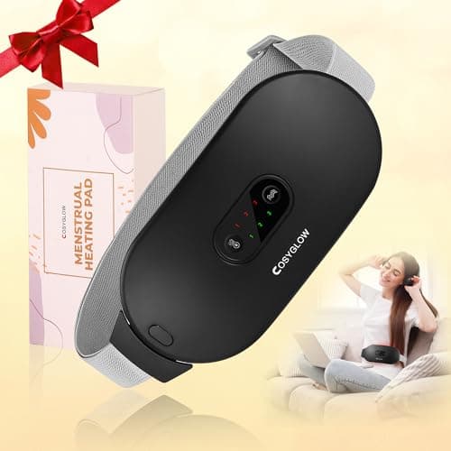 Portable Cordless Heating Pad:COSYGLOW 6 Heat Levels 6 Massage Modes, 3S Fast Heating, Electric Heating Pad,Gifts for Women(Black) - Image 1