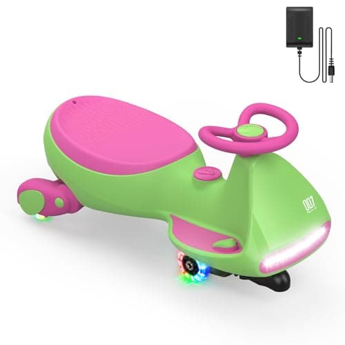 FanttikRide N7 Pro Electric Wiggle Car, Rechargeable Battery, CyberWiggle, 2 in 1 Swing Car, 2 Speeds Max 4 Mph, Anti-Rollover, Flashing Wheels, Bluetooth, for Ages 3 and Up, 150 Lbs, Grape Green - Image 1
