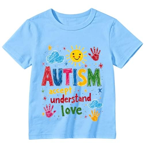 Autism Awareness Shirt Kid-Girls Autistic Month Tee Tops Autism Accept Understand Love Short Sleeve Boy Teen Toddler