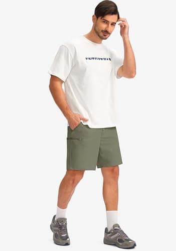 Viodia Men's 7" Golf Shorts with 5 Pockets Elastic Waist Dry Fit Stretch Lightweight Shorts for Men Hiking Casual Athletic Dusty Green - Thumbnail 6