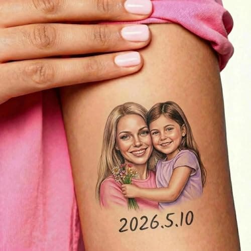 Custom Photo Temporary Tattoos for Mother's Day - Personalized Face Stickers for Parties - Set of 12 Skin-Safe Fun Face Decals for Birthdays, Events & Celebrations - Image 1