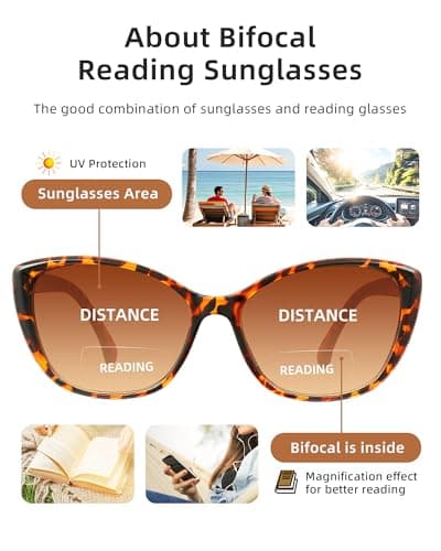 JOLISU 3 Pack Bifocal Reading Sunglasses for Women, 2 IN 1 Sun Readers Glasses Spring Hinge Outdoor Sunglasses With UV400 Protection (2.50) - Thumbnail 4