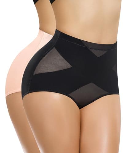 Ganado Tummy Control Shapewear Panties for Women High Waisted Shaping Underwear Body Shaper Slimming Panty Girdle (Black(mixed)+beige Small) - Image 1