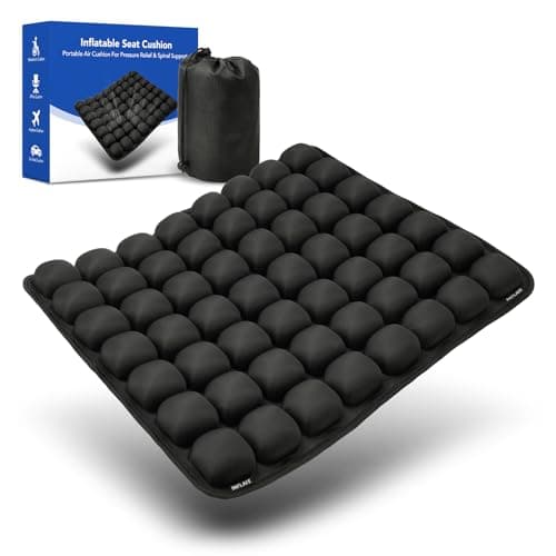 RUIERS Inflatable Seat Cushion 56 Air Bubble Cell Advanced Pressure Relief for Office Chair, Car, Wheelchair, Long Sitting & Travel – Tailbone, Hemorrhoid & Sciatica Pain Relief Pillow - Image 1