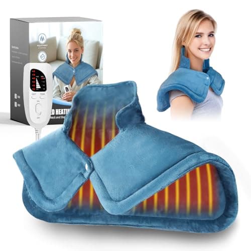 Curety Heating Pad for Neck and Shoulders, Weighted Electric Neck Heating Pad for Back Pain Relief 6 Heat Settings 4 Timers Auto Off Birthday Christmas Gifts for Women Mom Men Dad - Image 1