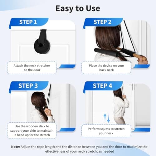 Cervical Neck Traction Over Door Device for Neck Relieve Neck Pain, Enhance Physical TherapyOver Door Use with Comfort Wood Grip - Thumbnail 5