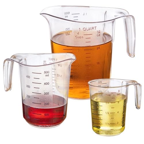 DaYammi Measuring Cups 3-Piece, Unbreakable Food-Grade Plastic Measuring Cup for Dishwasher, 1/2/4-Cup Nesting Liquid Measuring Cups for Prepping, Baking, Cooking, Readable Markings, Clear - Image 1
