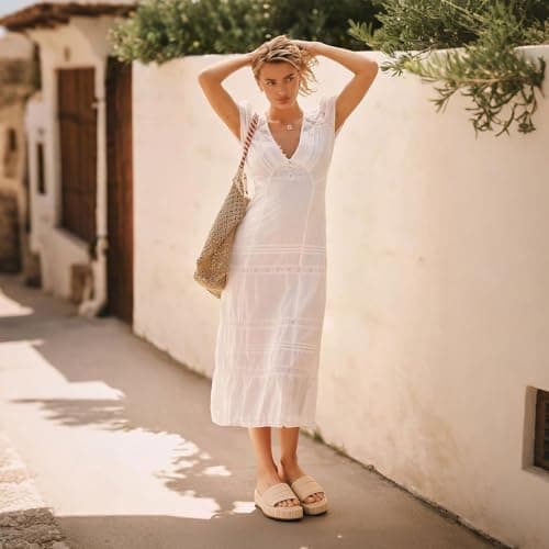 EQAUDES Platform Sandals Women Wedge Espadrille Sandals - Summer, Beach, Outdoor, Straw Raffia, Comfortable, Vacation, Shoes for Womens - Thumbnail 2