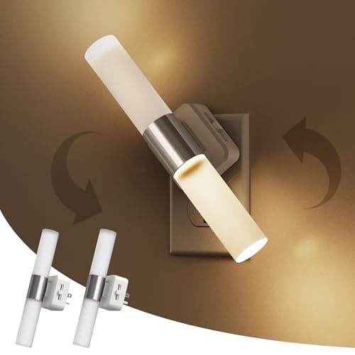 L LOHAS LED Night Light, 2 Pack Night Lights Plug into Wall, 3000K Soft White, 0-100LM Adjustable Brightness, 180° Rotating Plug in Night Light with Auto Light Sensor (Matte White) - Image 1