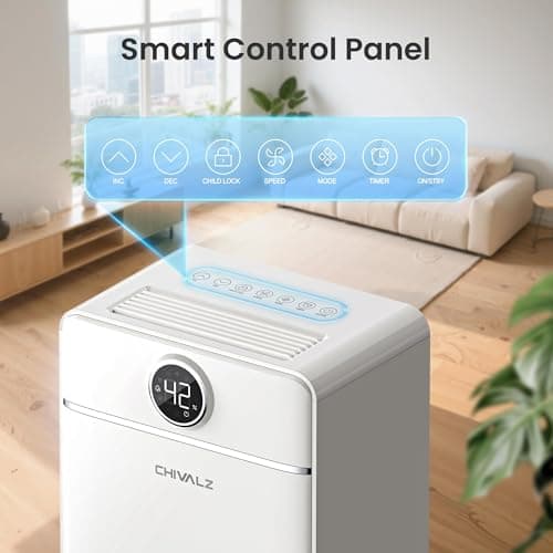 CHIVALZ 1500 Sq.Ft Dehumidifier for Basement with Drain Hose Max 25 Pints, Dehumidifiers for Home, Bedroom, Bathroom, Quiet, Intelligent Humidity Control, 3 Modes, 24H Timer, White 1Pack - Thumbnail 3