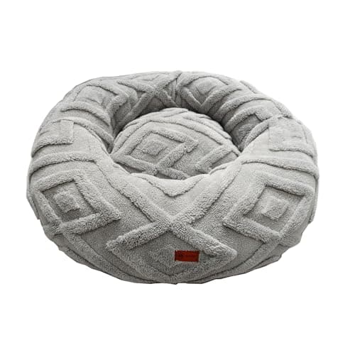 ShinHye Dog Bed for Small Dogs & Cats, Washable Calming Round Pet Bed with Non-Slip Bottom, Soft Indoor Puppy Bed(LX-Grey-32x32) - Image 1