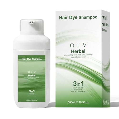 OLV Black Hair Color Shampoo, Natural Shampoo Hair Dye for Gray Hair Coverage for Women Men,3 in 1 Shampoo for Color Treated Hair, Easy Home Use for All Hair Types (16.9fl.oz/Black) - Image 1
