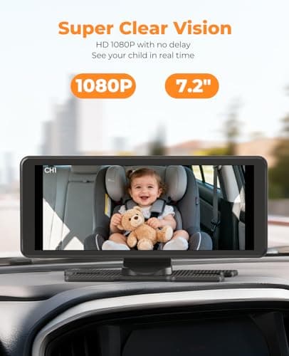 LUCKVIEW BM5PRO 7.2" 1080P HD Baby Car Camera for 2 Kids, Split Screen with IR Night Vision, Easy to Install & Adjust Brightness, Dual Car Camera Baby Monitor for Rear Seat Safety - Thumbnail 4