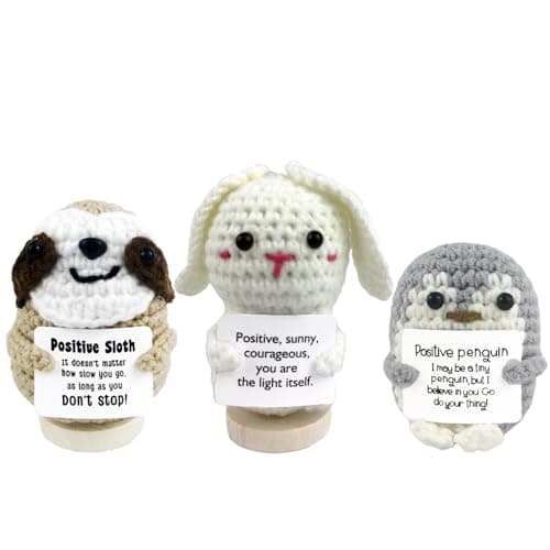 EzKnotify Funny Gifts, Positive Emotional Support Nuggets, Cute Crochet Animals for Women’s Birthday, Inspirational Gifts, Car Decor Stuff(Bunny Sloth Penguin) - Image 1