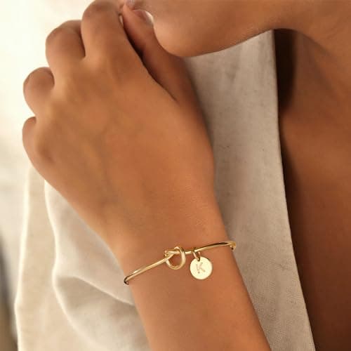 Turandoss Friend Birthday Gifts for Women, Friendship Gifts for Female Sister, Sisters In Law, Initial Knot E Bracelet for Women Jewelry - Thumbnail 5