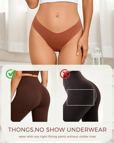 Take Talk Womens Underwear Seamless Thongs 9 Pack Sexy Panties No Show V-waisted Invisible Tangas for Fitness Clothing - Thumbnail 4