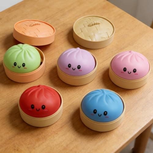 Mystery Dumpling Squishy, 4 Inch Jumbo Dumpling Stress Ball, Squishy Bun, Anxiety Relief Fidget, Soft Squeeze Decompression Dough for Adults Classroom Prizes & Party Favors (4pcs-a) - Thumbnail 2