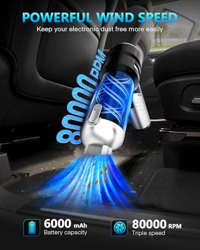 NEVERLAND Handheld Vacuum Cordless Car Vacuum - 15000PA High Power 4-in-1 Portable Foldable Small Detailing Kit, Rechargeable Hand Held Vacuum for Car Home Office - Thumbnail 3