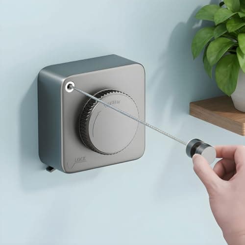 UOEPOWA Retractable Clothesline 15ft, Space Saving Heavy Duty Drying Rope, Anti-Sag Stainless Steel for Indoor Outdoor Balcony Bathroom (Gray) - Image 1