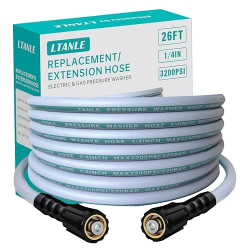LTANLE High Pressure Washer Hose 26 Feet 1/4 Inch, M22 Dual O-Ring Leak-Proof 3200 PSI Replacement Hose - Image 1