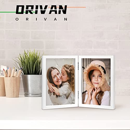 ORIVAN 4x6 Double Picture Frames Hinged Folding Photo Frames Vertical Stand Frames (White) - Thumbnail 5