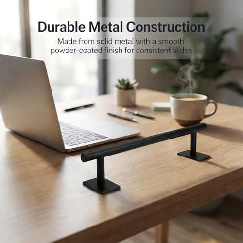 Professional Fingerboard Flat Rail Premium Solid Steel Construction Deck Ramp Skateboard Obstacle Powder Coated Finish Non-Slip Foam Feet Used with Fingerboard Decks Mini Skatepark Accessory Black - Thumbnail 3