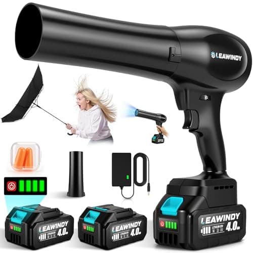 Cordless Leaf Blowers with 2 X 4.0Ah Batteries and Charger, 800000RPM Handheld Leaf Blower & 6 Speed Mode, Lightweight Mini Turbo Jet Blower, Rechargeable Leaf Blower for Lawn Care, Patio, Car, Drying - Image 1