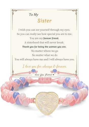 Sistble Sister Gifts, Birthday Gifts for Sister Jasper Love Bracelet Bracelet Sisters Bracelets for Women Christmas Gift Stocking Stuffers for Women Beaded Jewelry - Image 1