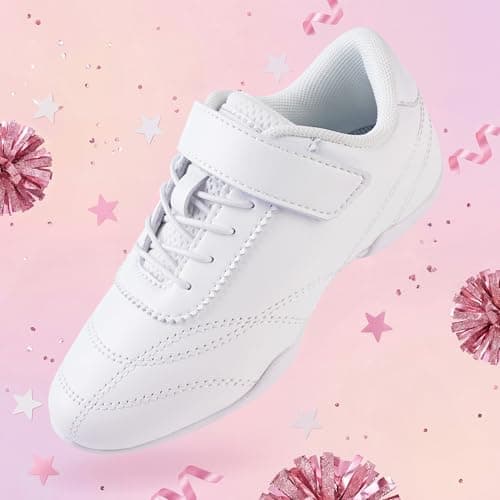 Stelle Girls Cheer Shoes White Youth Cheerleading Dance Sneakers Kids Athletic Tennis Shoes for Competition Training (White,5MB) - Thumbnail 3