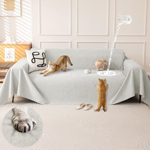 Waterproof Couch Covers for Pets, Couch Protector from Cat Claws, Washable Sofa Covers for 2-3 Cushion Couch, Sectional L Shaped Slipcover Loveseat Furniture Protector for Dogs, 71"x102", Light Grey - Image 1