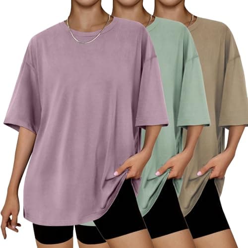 Dhigali 3 Packs Oversized T Shirts for Women Loose Fit Crewneck Short Sleeve Tops Summer Casual Blouse 2025 Y2K Basic Tee Beach - Image 1