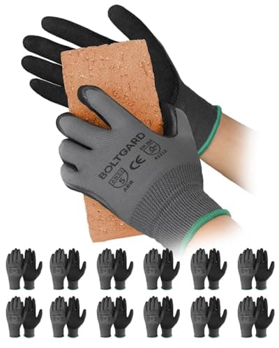 BOLTGARD Work Gloves Men with Double Sandy Nitrile Coated Grip, Black Micro-Foam Nitrile Glove for Mechanics, Outdooor Construction - Image 1