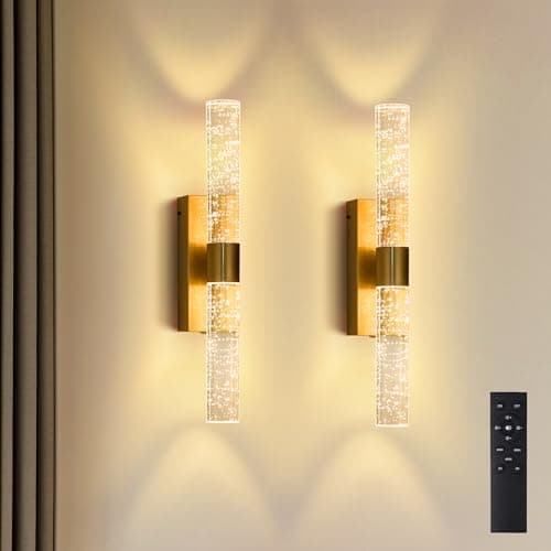 Linboro Battery Operated Wall Sconces Set of 2, Rechargeable Wall Lights | 16000mAh Long-Lasting Battery,Dimmable Cordless Sconce,No Wiring Needed for Bedroom,Living Room,Black 16.9-Inch