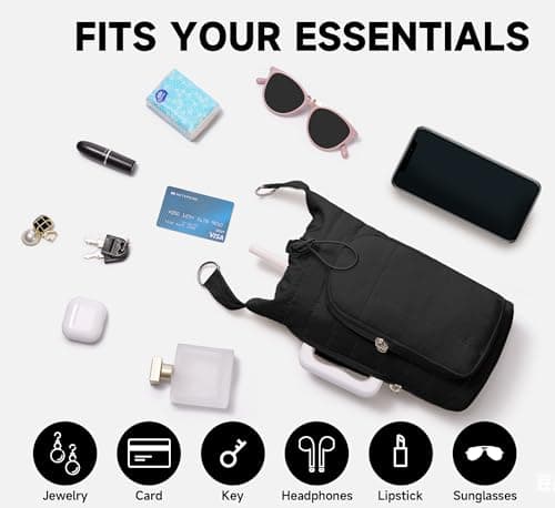 WOOMADA Water Bottle Holder Bag with Strap, 40/32 oz Crossbody Bag Gym Accessories, Sling Purses for Women(Black) - Thumbnail 5