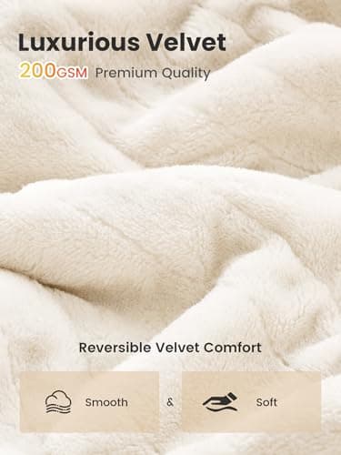 WOOMER Heated Blanket King Size 100" x 90", Electric Blanket with Dual Controllers, 0.5-12 Hours Timer & 10 Heating Levels, ETL Certified, White Double-Sided Velvet, Machine Washable - Thumbnail 2