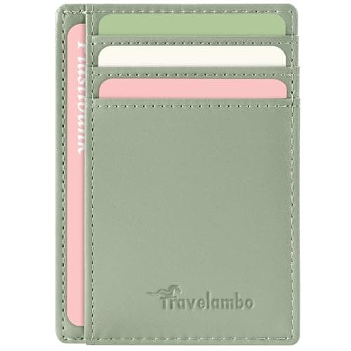 Travelambo Slim Wallet Front Pocket Minimalist Leather RFID Blocking Medium Size - Image 1