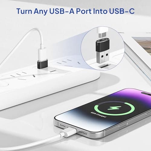 Elebase USB to USB C Adapter for iPhone 17 4Pack,USBC Female to A Male Car Charger Adapter,Type C Converter Apple 17e 16 Pro Max 15 14 Plus,iWatch Watch 11 10 Ultra 3,iPad Air,Samsung Galaxy S26,Black - Thumbnail 2